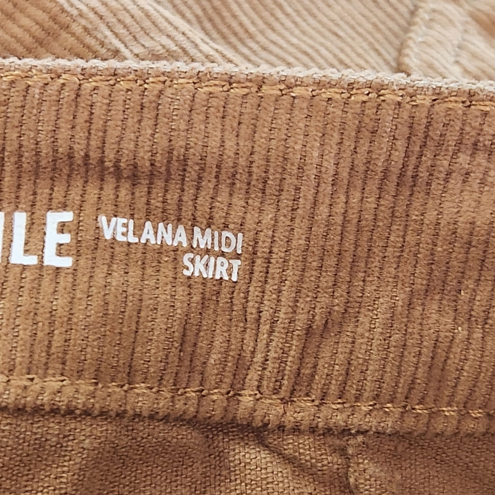 WARP + WEFT Tan Velana Midi Corduroy Skirt - Picture 10 of 13
